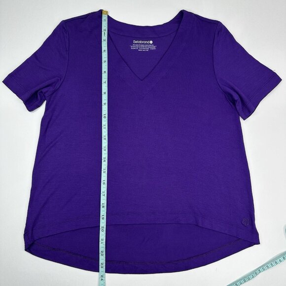 Betabrand Women’s NWOT Purple V-Neck Short Sleeve Hi-Low T-Shirt Extra Small/C36 - Picture 8 of 11